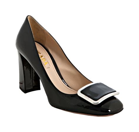 prada black patent leather square toe pumps|Women’s Prada Shoes .